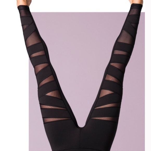 lululemon athletica Pants - Lululemon black sheer bondage criss cross cage cut outs leggings S 4